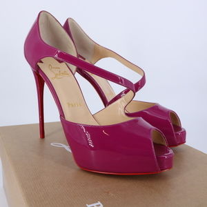 Catchy Two Pink kiki Patent Peep Toe 120mm Heels Pumps C042
